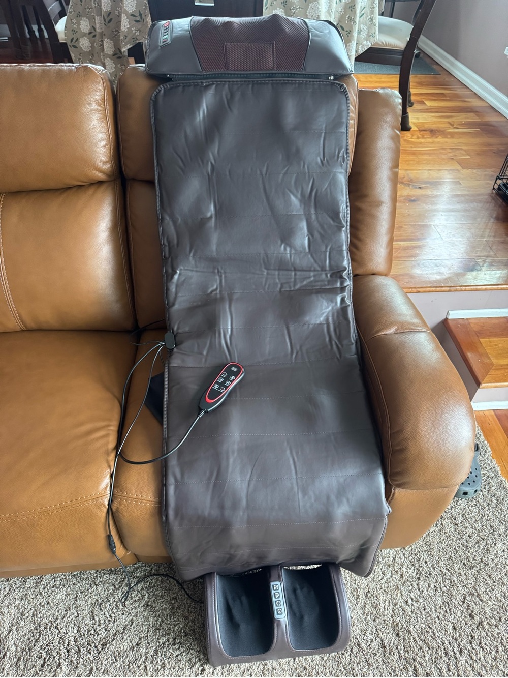 Portable Brown Massage Seat Cushion with Footrest